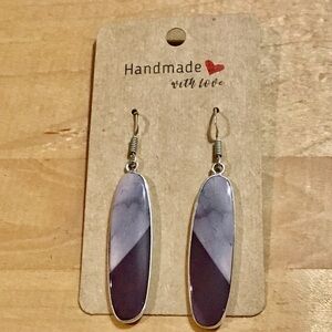 Beautiful Long Purple Mookite Earrings - 925 Stamped